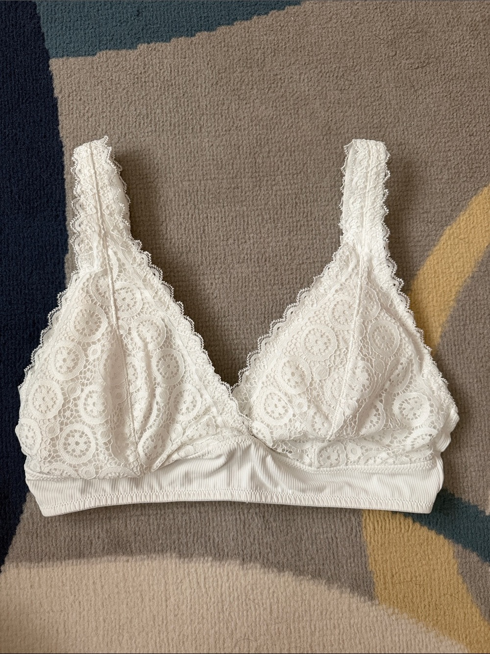 SO Cream Lace Bralette with Circular Crochet Detail